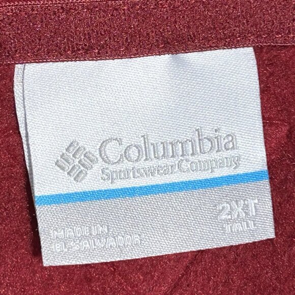 Columbia Men's Fleece Pullover Hoodie Size 2XL Tall Wine/Burgundy PFG Logo Front - Picture 4 of 7